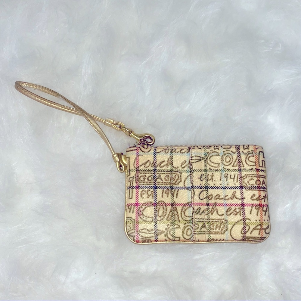 Heritage Plaid Coach Wristlet
